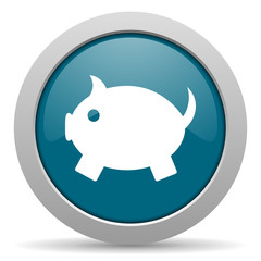 piggy bank blue glossy web icon