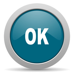 ok blue glossy web icon
