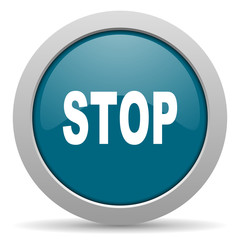 stop blue glossy web icon