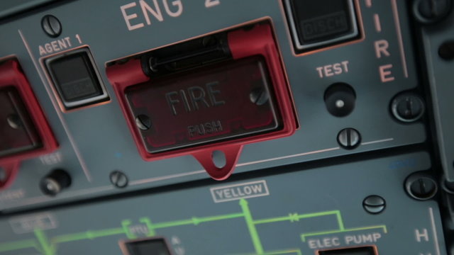 Cockpit cabin. Pilot switch controls aircraft Airbus A320 A319