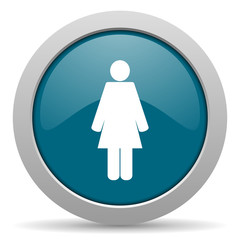 female blue glossy web icon