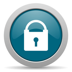 padlock blue glossy web icon