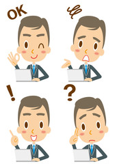 表情　ノートパソコンを使うビジネスマン