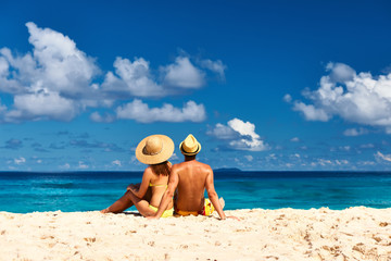 Couple on a beach at Seychelles