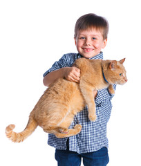 Boy with his cat