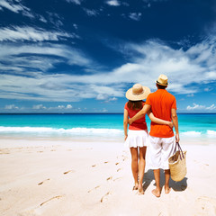 Couple on a beach at Seychelles