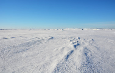 Frozen sea shore at the winter season