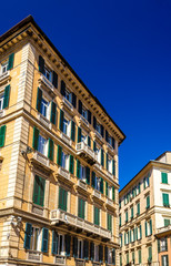 Fototapeta na wymiar Buildings in the city center of Genoa - Italy