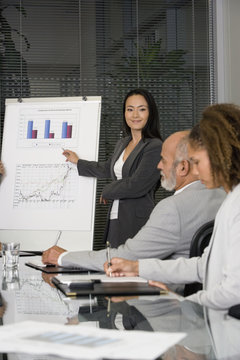 Asian businesswoman giving presentation