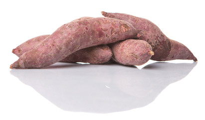 Japanese sweet potato over white background