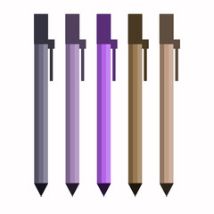 illustration of five different colored pens