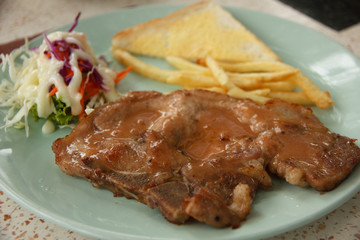 Grilled rib steak - Stock Image