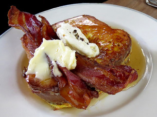 French toast with bacon and syrup