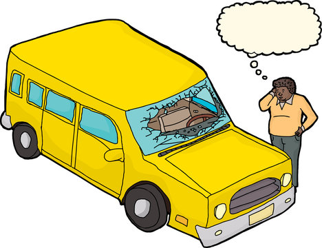 recommend clip art: Upset Man with Broken Windshield