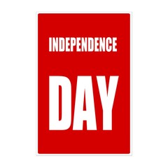Independence day white stamp text on red background