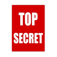 Top secret white stamp text on red background