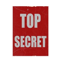 Top secret white stamp text on red background