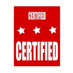 certified  white stamp text on red background