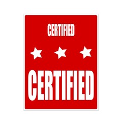 certified  white stamp text on red background