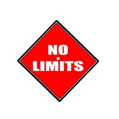No limits white stamp text on red background old