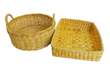 Empty wicker basket isolated on white