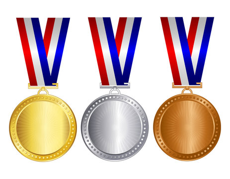Blank gold silver and bronze medal
