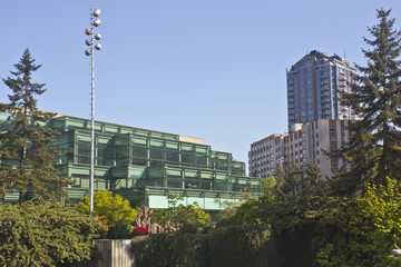 Obraz na płótnie Canvas Seattle downtown buildings and park.