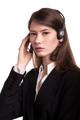 Call Center support phone operator in headset – Stock Image