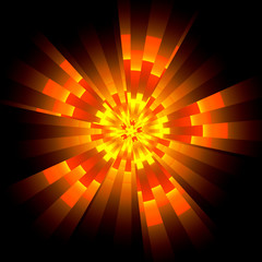 Fiery glowing shape in cyberspace
