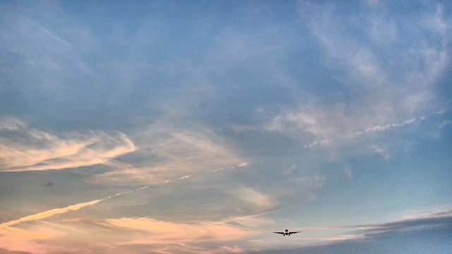 Sunset landing view at Narita airport.