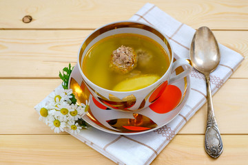 Delicious meat ball soup home cooking