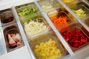 sliced vegetables and meat  to Japanese cuisine