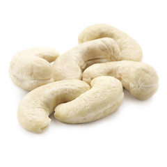 Cashew nuts on white