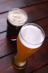 Light and dark beer