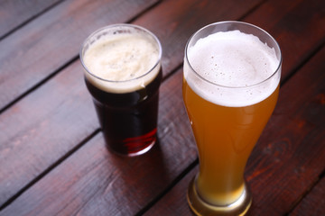 Light and dark beer