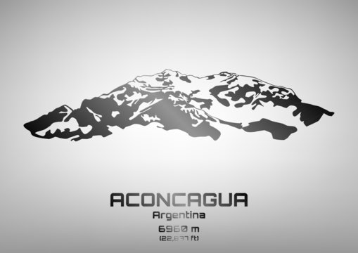 Outline vector illustration of steel Mt. Aconcagua
