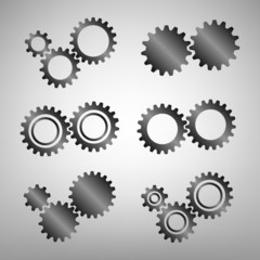 Illustration of different steel gears icons