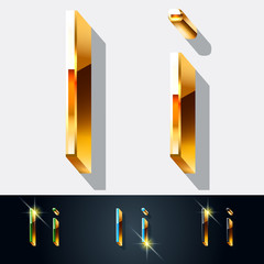 Vector set of elegant gold jewelry font. Letter I