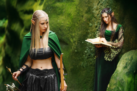 female elves in fairy mountains