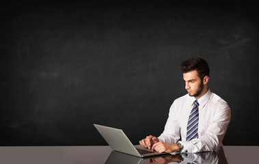 Business man with black background