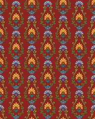 The Burgundy pattern with cornflowers and yellow flowers.