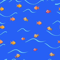 vector background with fish swimming