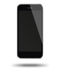 Realistic mobile phone with empty screen.