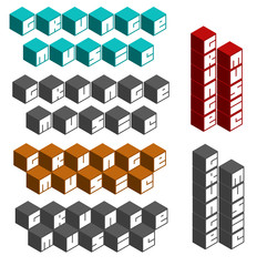 Fototapeta premium grunge music cubic square fonts in different colors