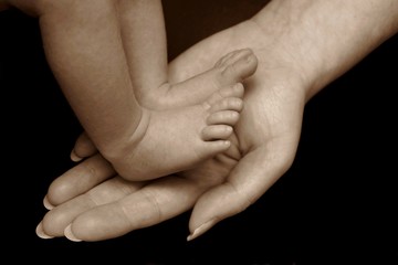Baby Feet In Mothers Hand