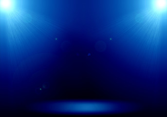 Abstract image of blue lighting flare 2 spotlight on the floor s