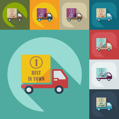 Flat modern design with shadow icons car shipping