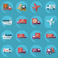 assembly icons of transport delivery set collection