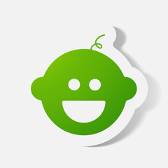 Paper clipped sticker: baby face, boy