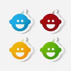 Paper clipped sticker: baby face, boy